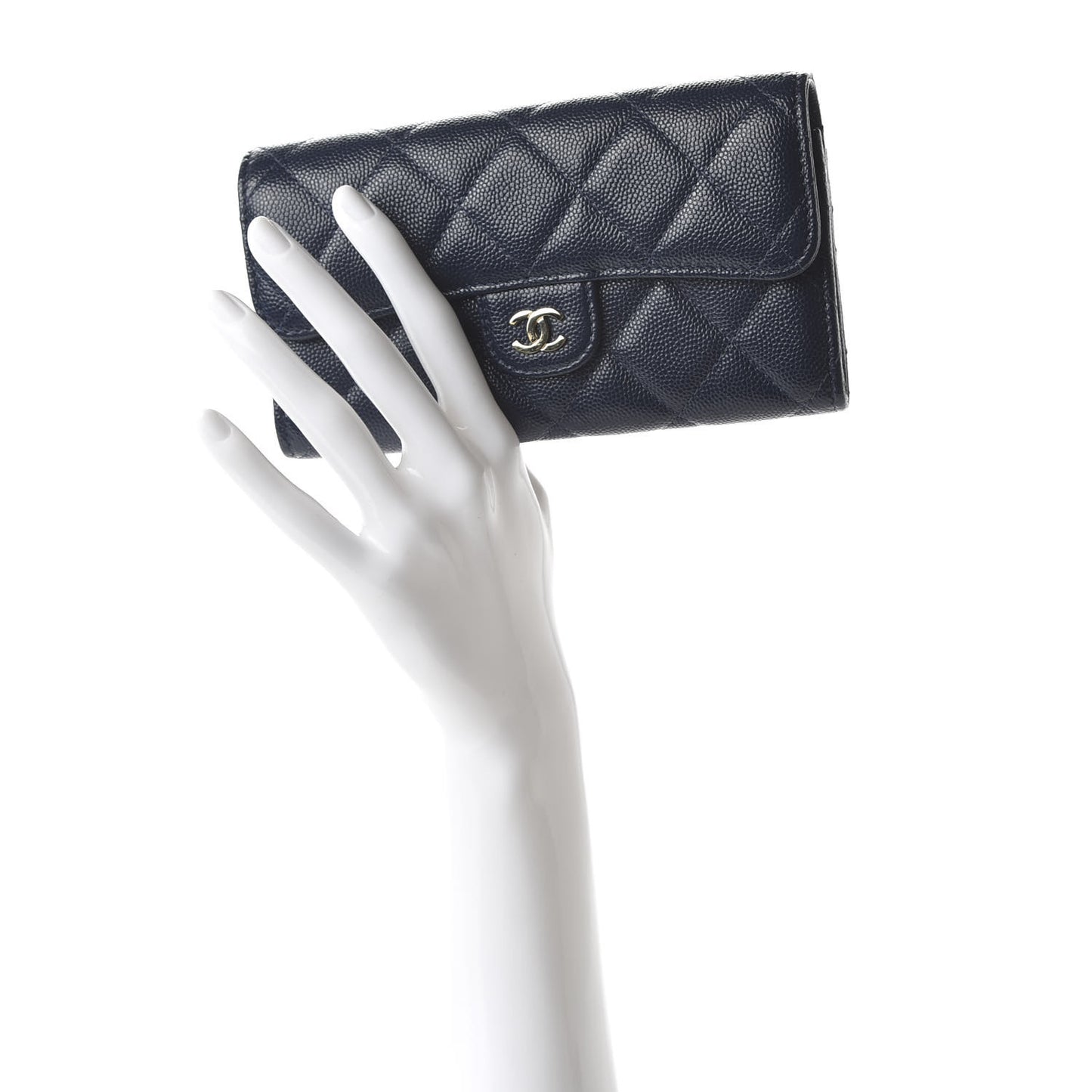 Caviar Quilted Medium Flap Wallet Blue