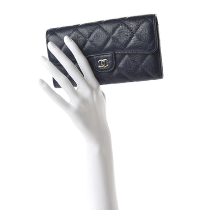 Chanel Caviar Quilted Medium Flap Wallet Blue 2 of 11