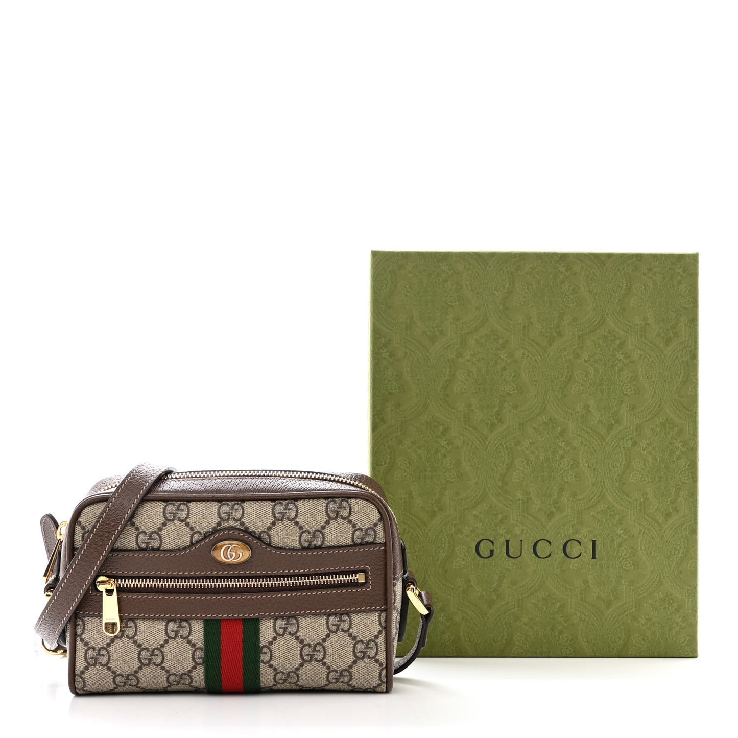 GG Supreme Monogram Web Mini Ophidia Shoulder Bag Brown