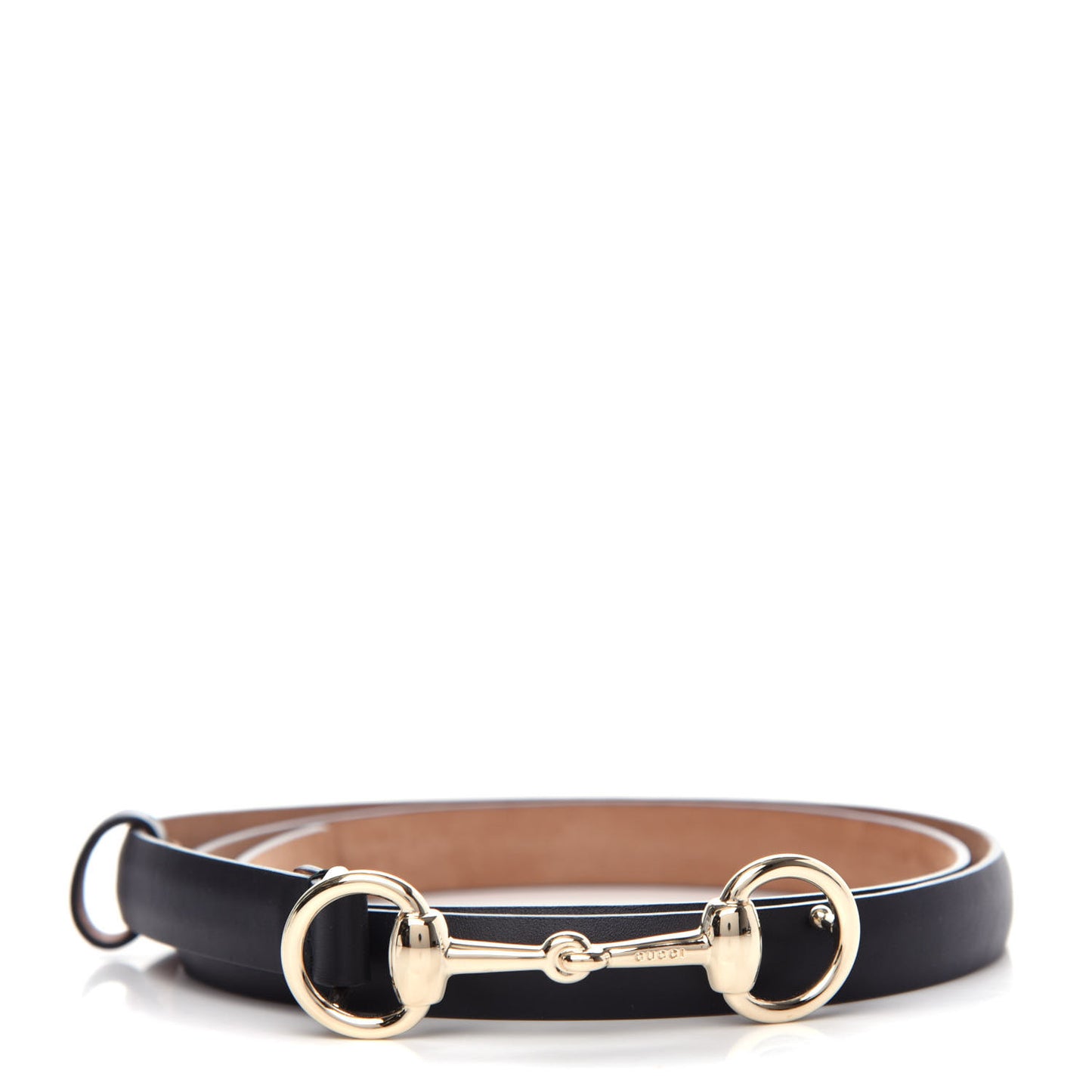 Calfskin Horsebit Skinny Belt 85 34 Black