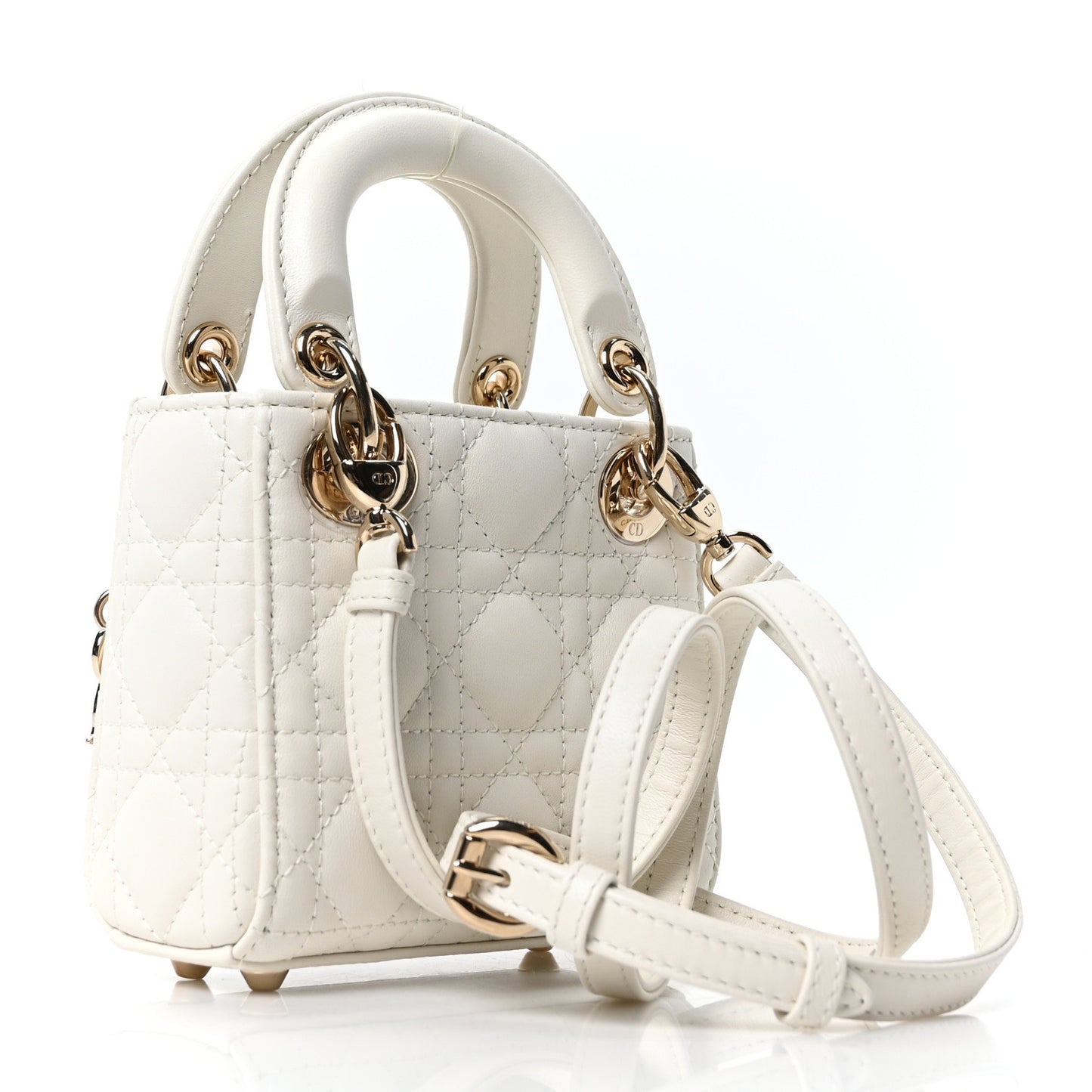 Lambskin Cannage Micro Lady Dior Latte