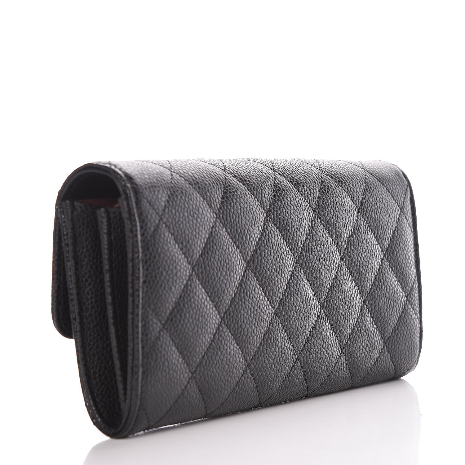 Chanel Caviar Quilted Large Gusset Flap Wallet Black 3 of 11