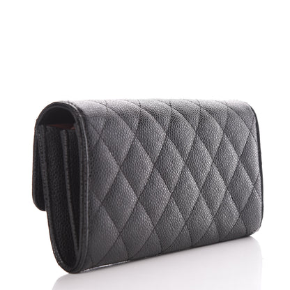 Chanel Caviar Quilted Large Gusset Flap Wallet Black 3 of 11