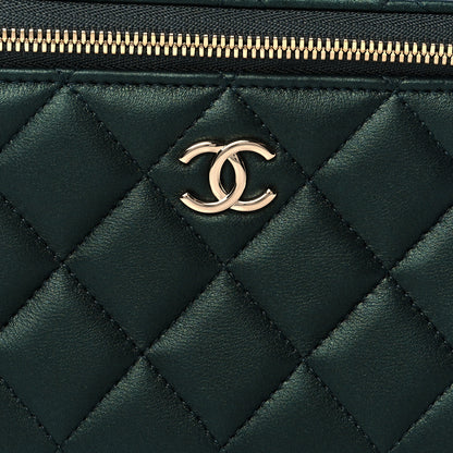 Chanel Iridescent Lambskin Quilted Small Top Handle Vanity Case With Chain Dark Green 9 of 12