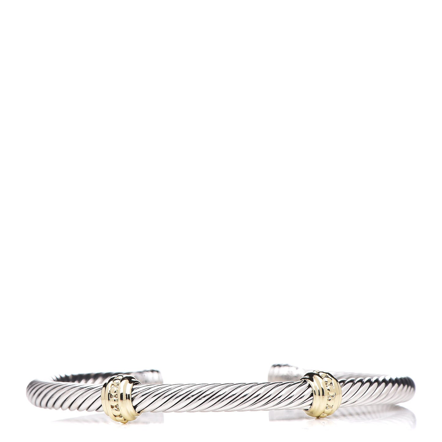 Sterling Silver 14K Yellow Gold 5mm Cable Classics Two Station Bracelet