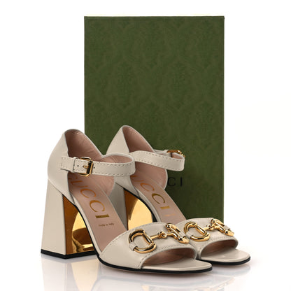 Gucci Nappa Charlotte Horsebit Cross Strap 95mm Sandals 41 Mystic White 11 of 11