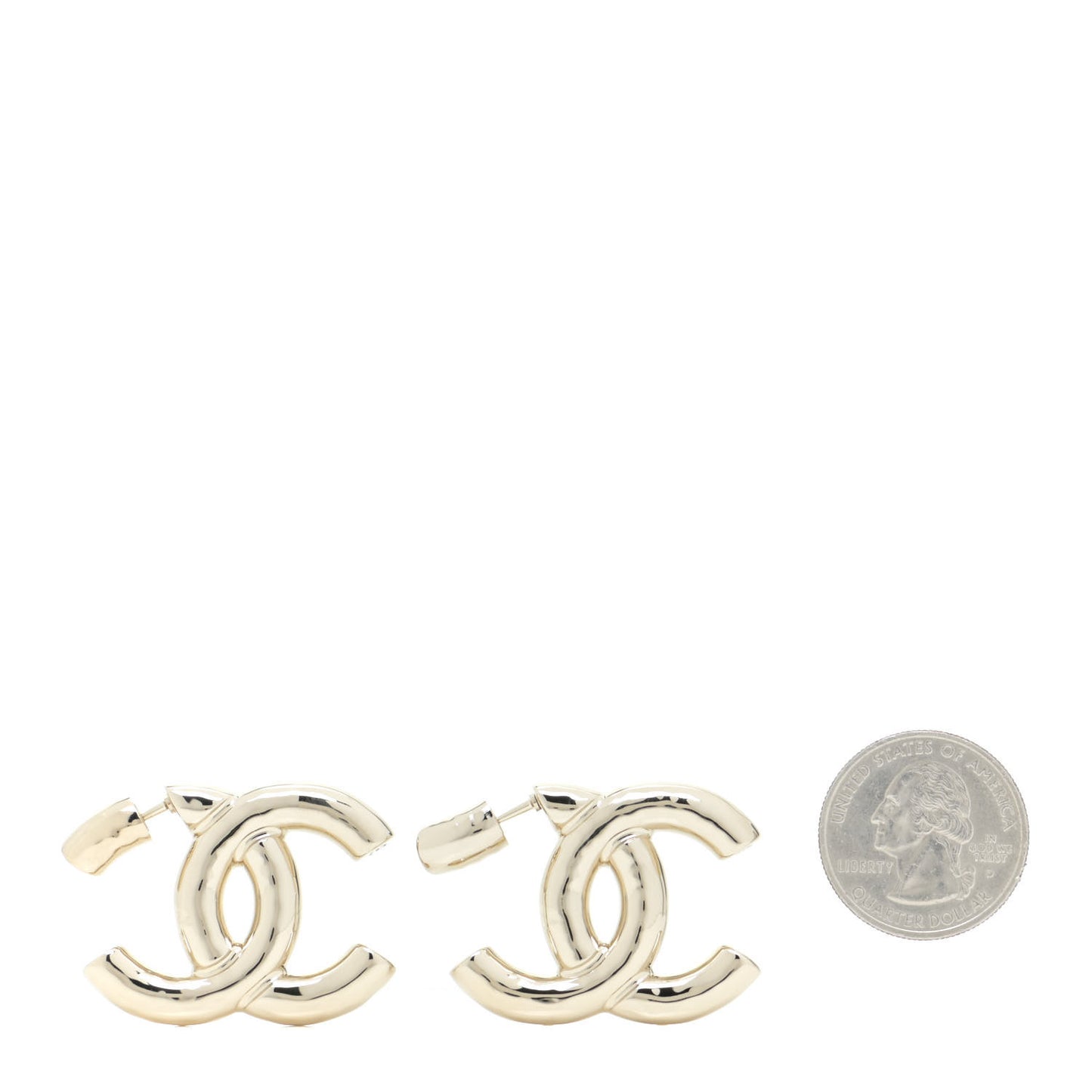 Metal Large CC Earrings Light Gold