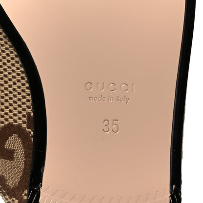 Gucci Monogram Jumbo GG Malaga Kid Womens Princetown Slippers 35 Camel Ebony New Acero Beige 8 of 10