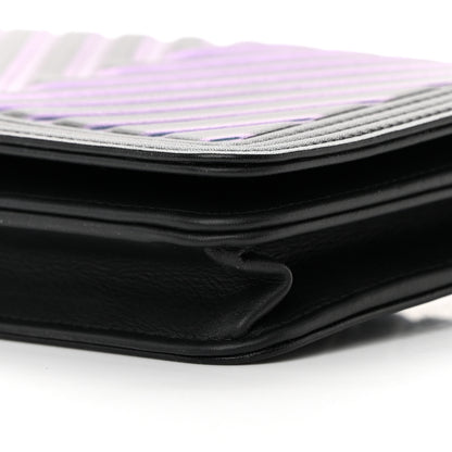Chanel Calfskin Painted Chevron Embossed Boy Wallet On Chain WOC Black 11 of 15