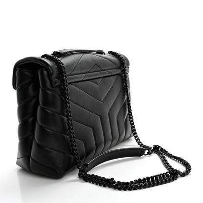 Saint Laurent Calfskin Y Quilted Monogram Monochrome Small Loulou Chain Satchel Black 3 of 12