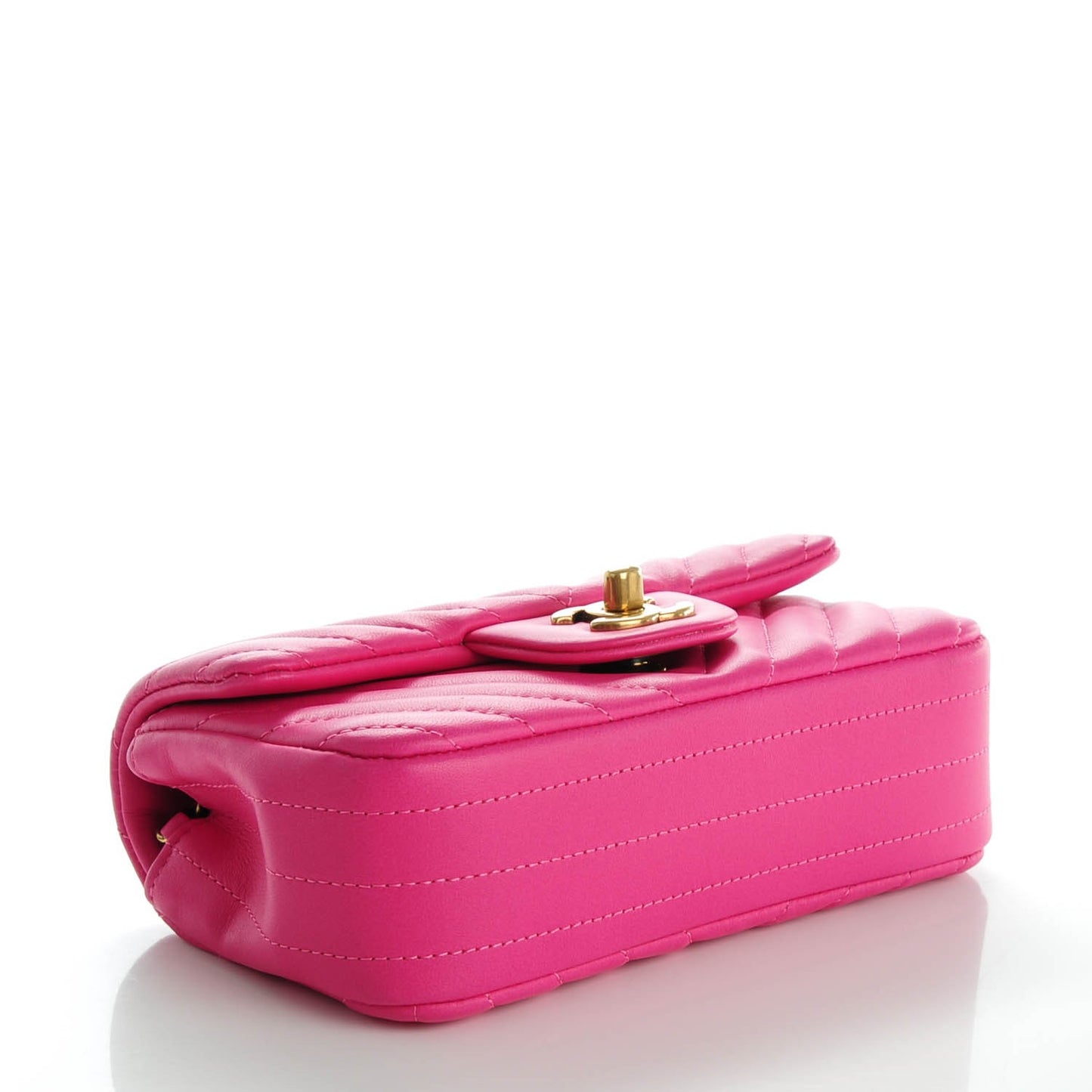 Lambskin Chevron Quilted Extra Mini Flap Dark Pink