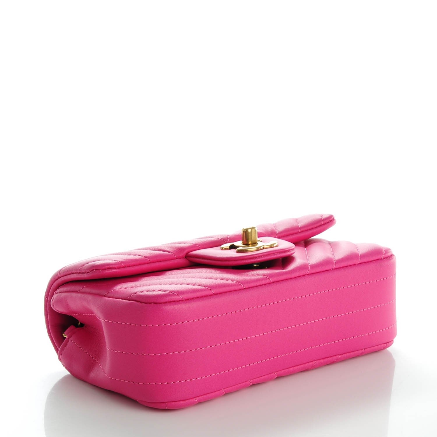 Chanel Lambskin Chevron Quilted Extra Mini Flap Dark Pink 4 of 8