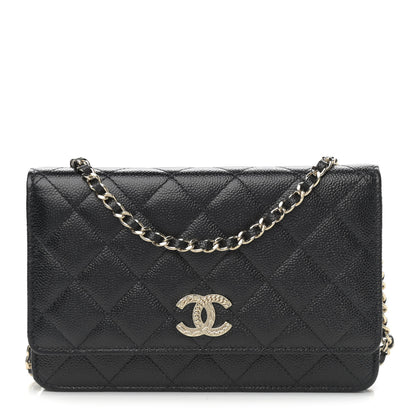 Chanel Caviar Quilted Chain CC Wallet On Chain WOC Black 1 of 12