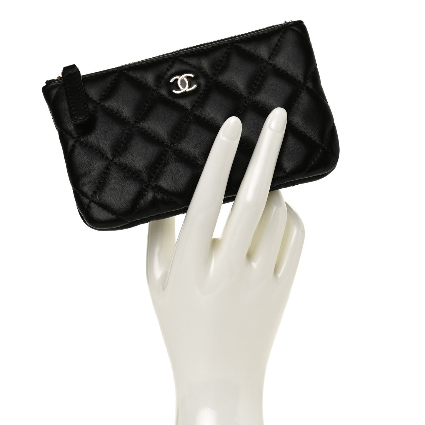 Lambskin Quilted Small No. 5 Cosmetic Case Black