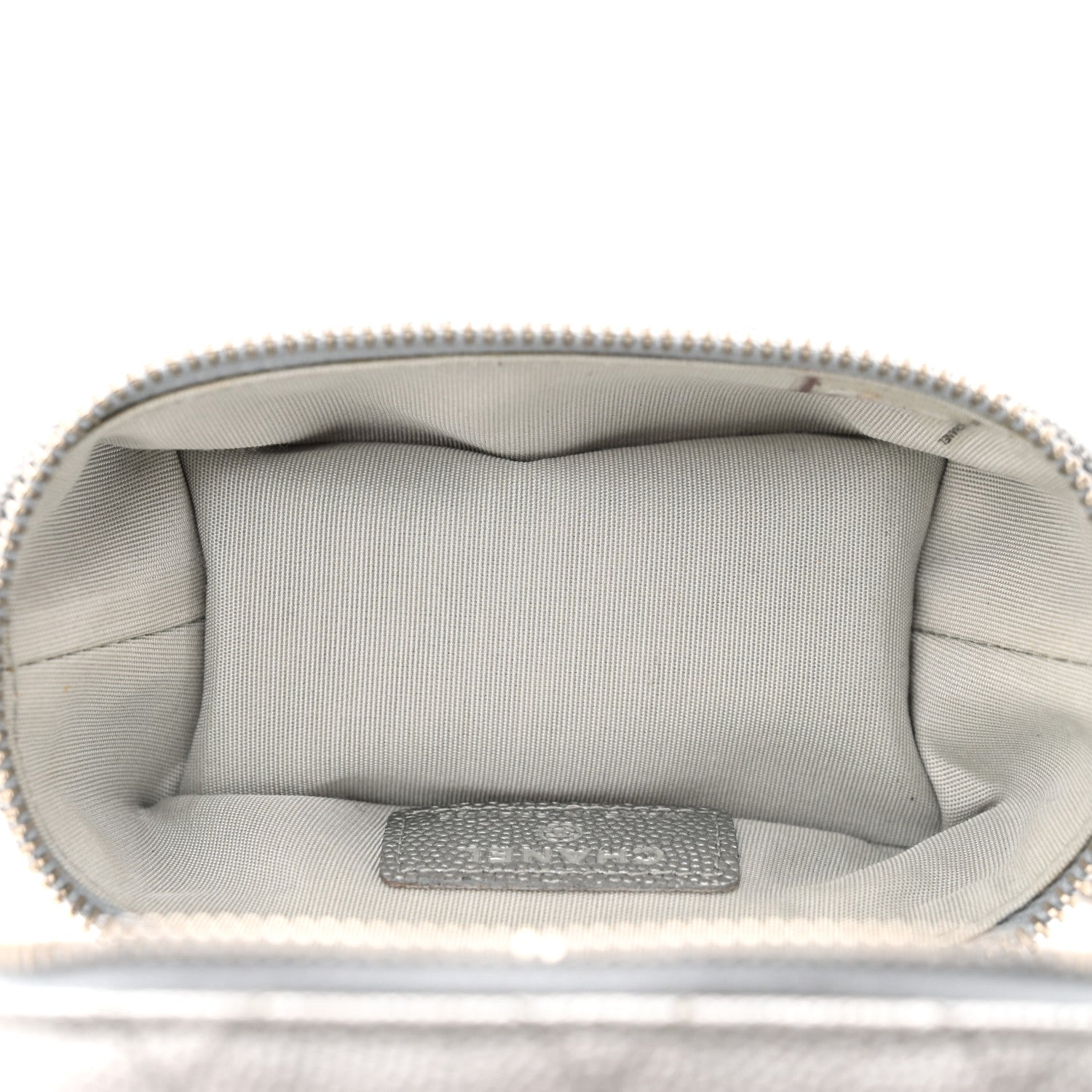 Chanel Metallic Caviar Quilted Mini Top Handle Vanity With Chain Silver 5 of 11