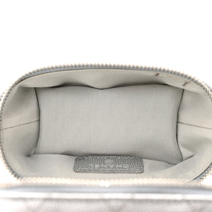 Chanel Metallic Caviar Quilted Mini Top Handle Vanity With Chain Silver 5 of 11