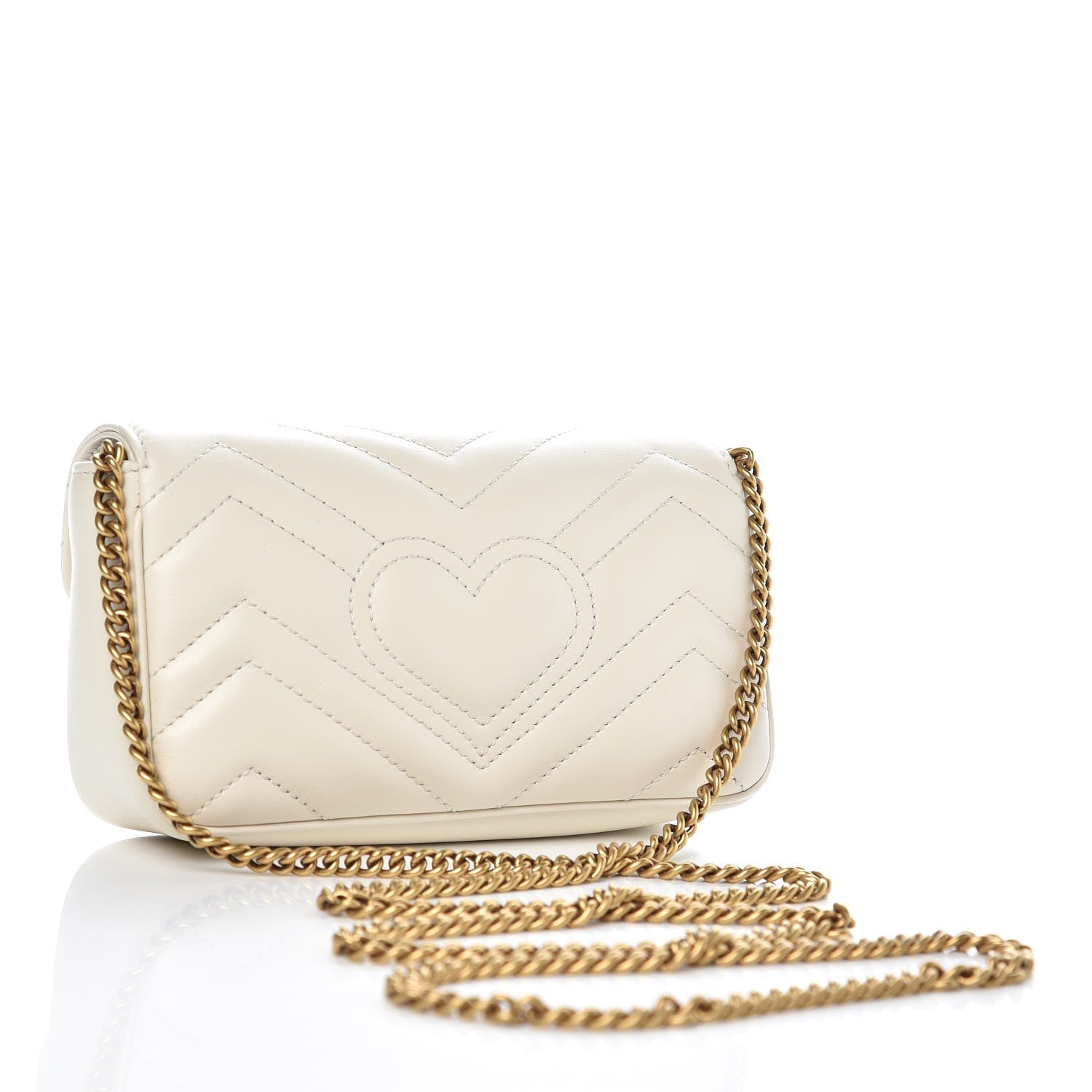 Gucci Calfskin Matelasse Super Mini GG Marmont Shoulder Bag White 3 of 8