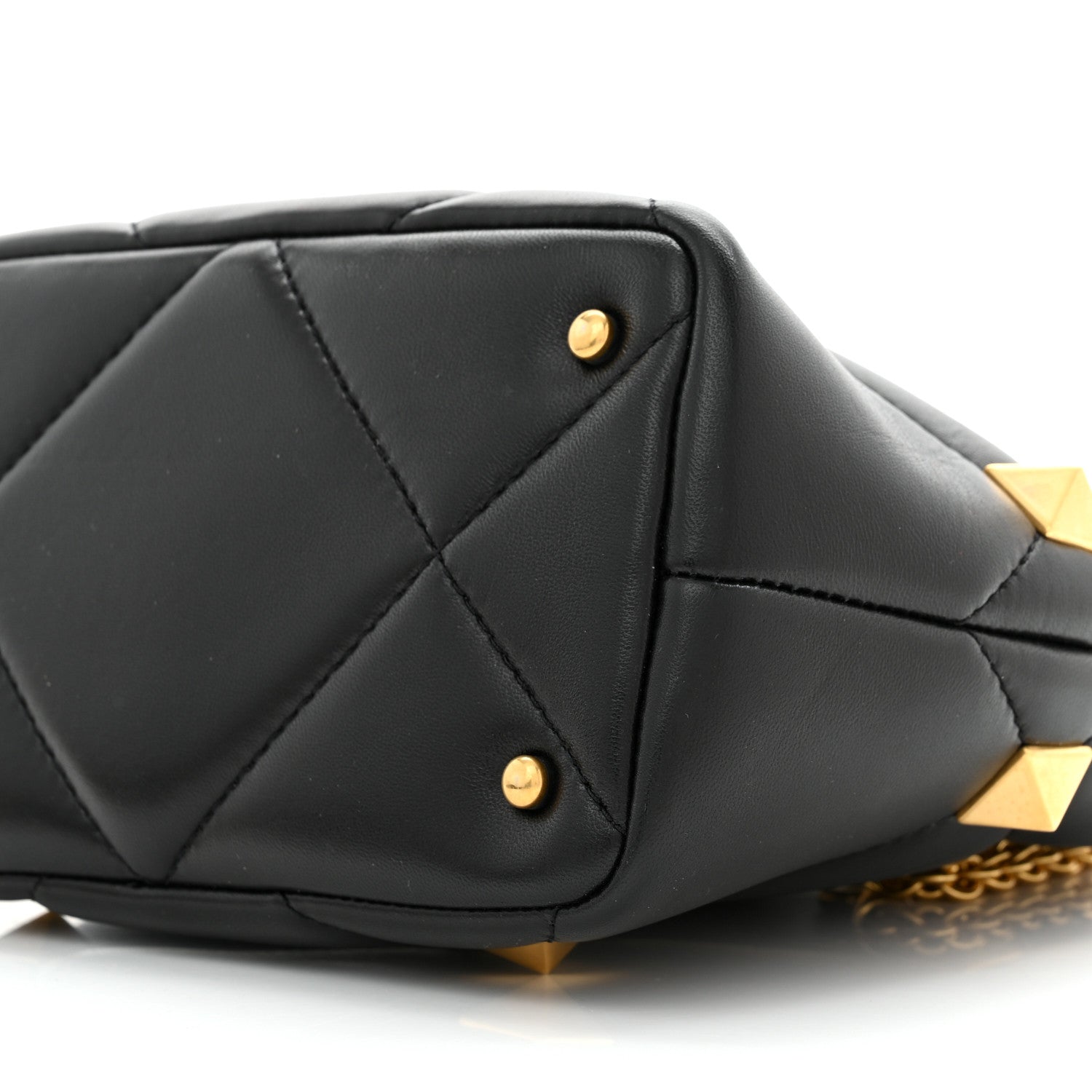 Valentino Garavani Nappa Small Roman Stud The Handle Bag Black 9 of 9