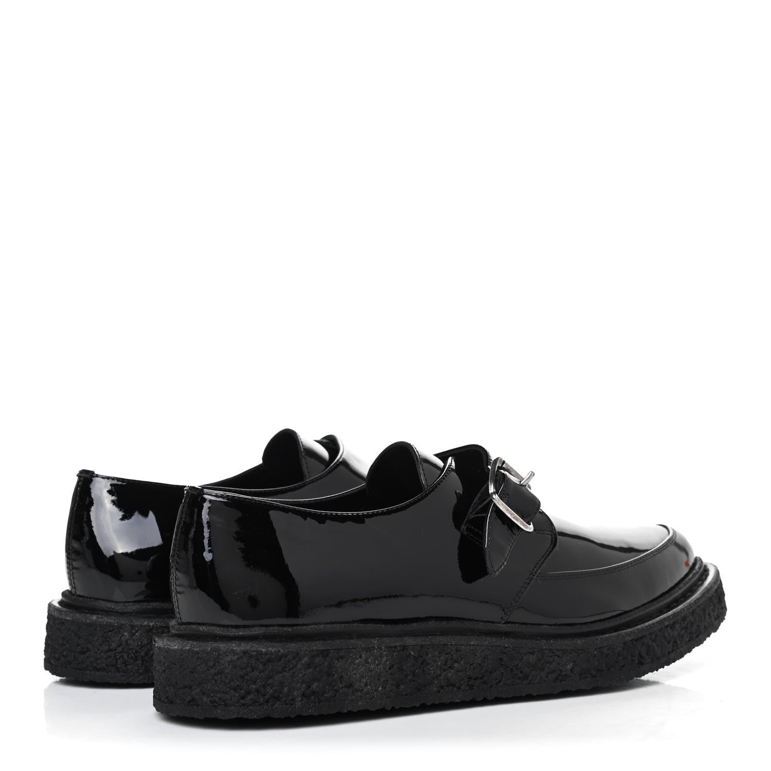 Saint Laurent Patent Womens Monk Strap Creepers 40 Black 3 of 4