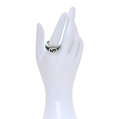 Gucci Sterling Silver Resin Interlocking G Band Ring 64 10.75 Turquoise 2 of 6