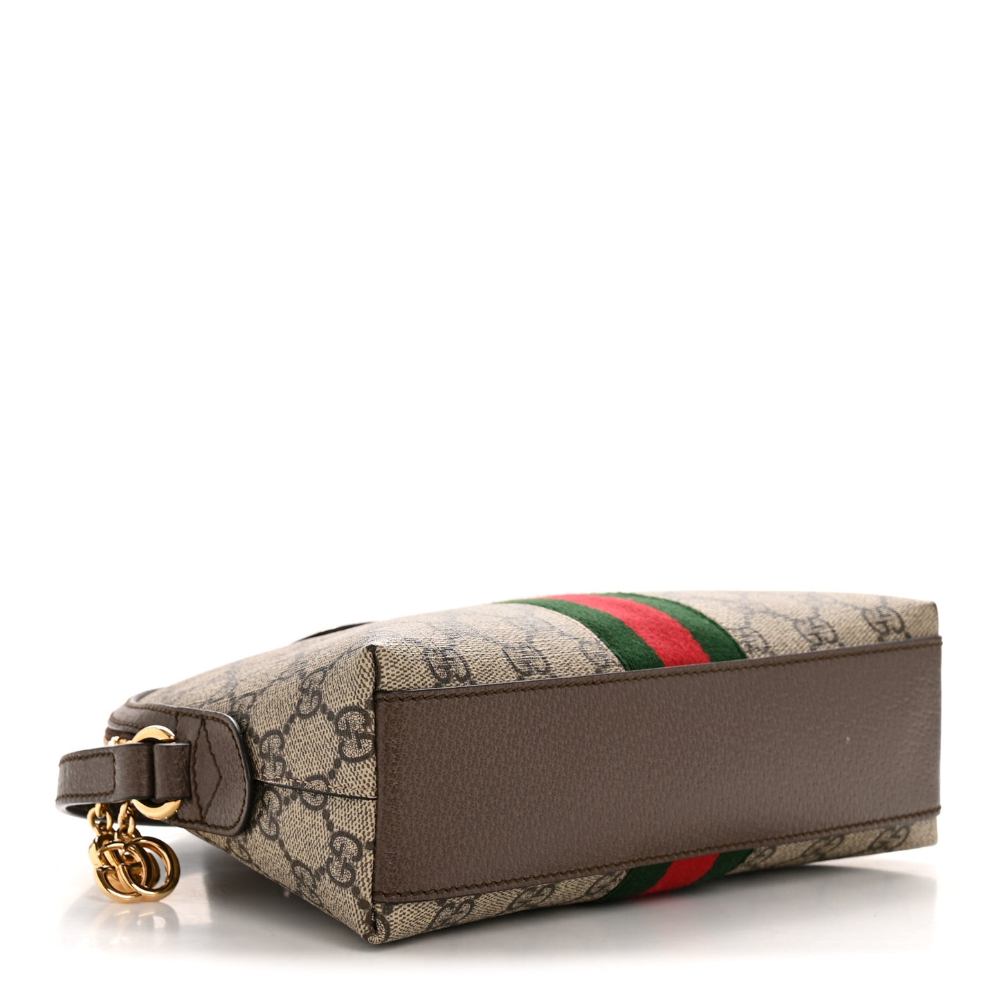 GG Supreme Monogram Textured Dollar Calfskin Web Small Ophidia Dome Shoulder Bag Beige Ebony New Acero