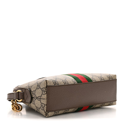 Gucci GG Supreme Monogram Textured Dollar Calfskin Web Small Ophidia Dome Shoulder Bag Beige Ebony New Acero 4 of 12