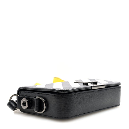 Off-White Saffiano Striped Mini Diag Binder Clip Bag Black White Yellow 4 of 9