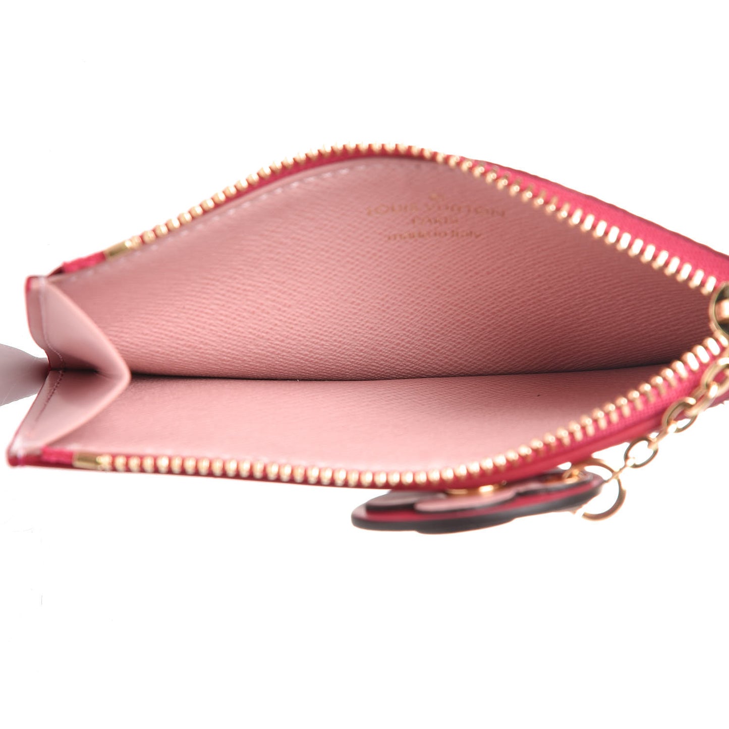 Monogram Blooming Flowers Zipped Card Holder Hot Pink Rose Ballerine