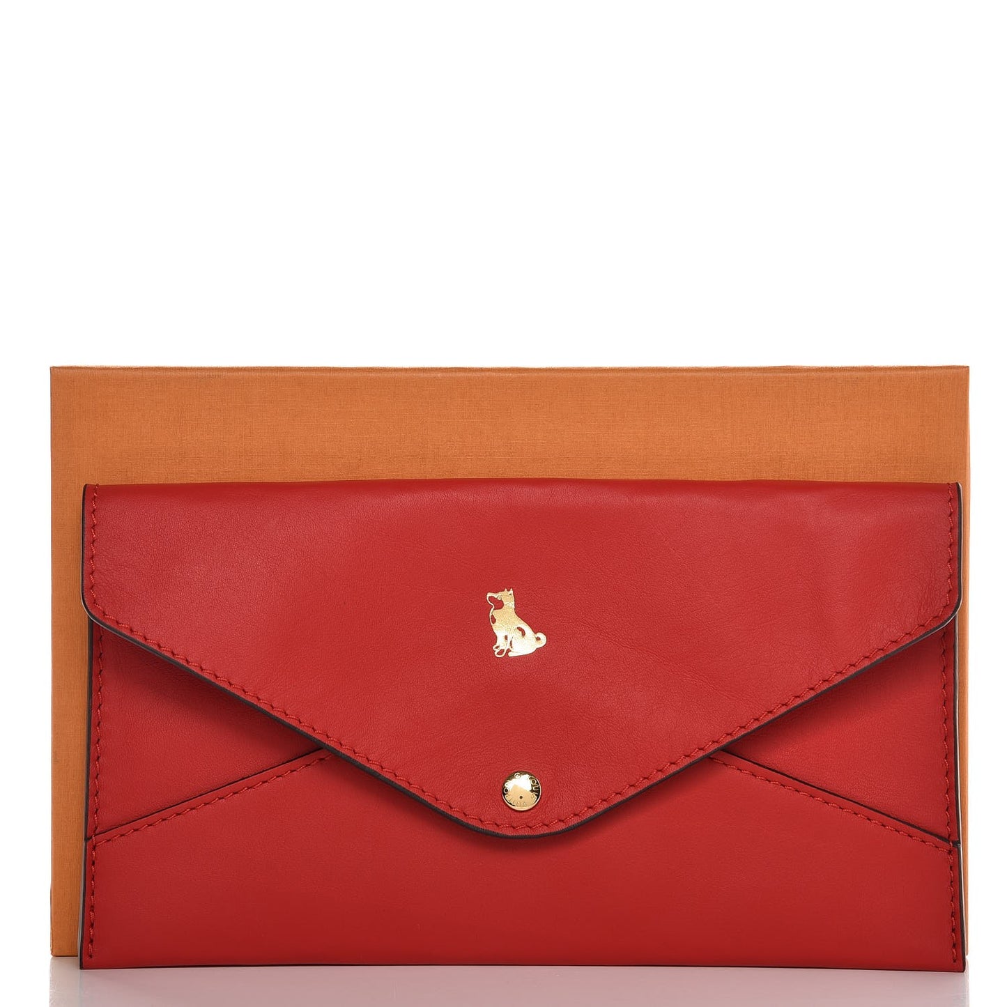 Veau Cachemire Chinese New Year Dog Envelope Pouch Red