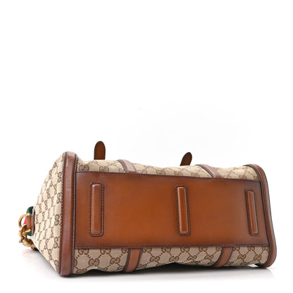 Gucci Monogram Medium Lady Web Boston Bag Beige Cuir 4 of 10