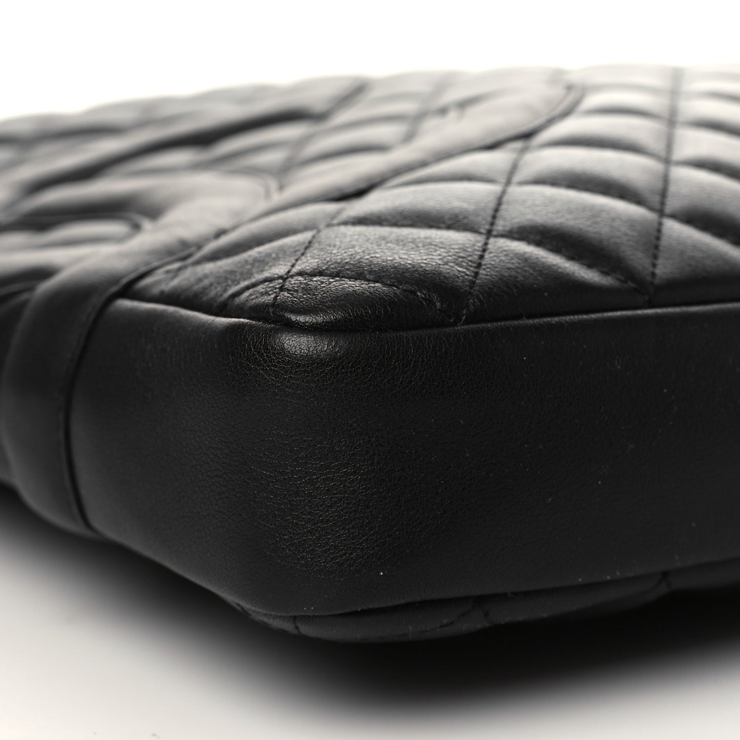 Calfskin Quilted Large Cambon Messenger Black