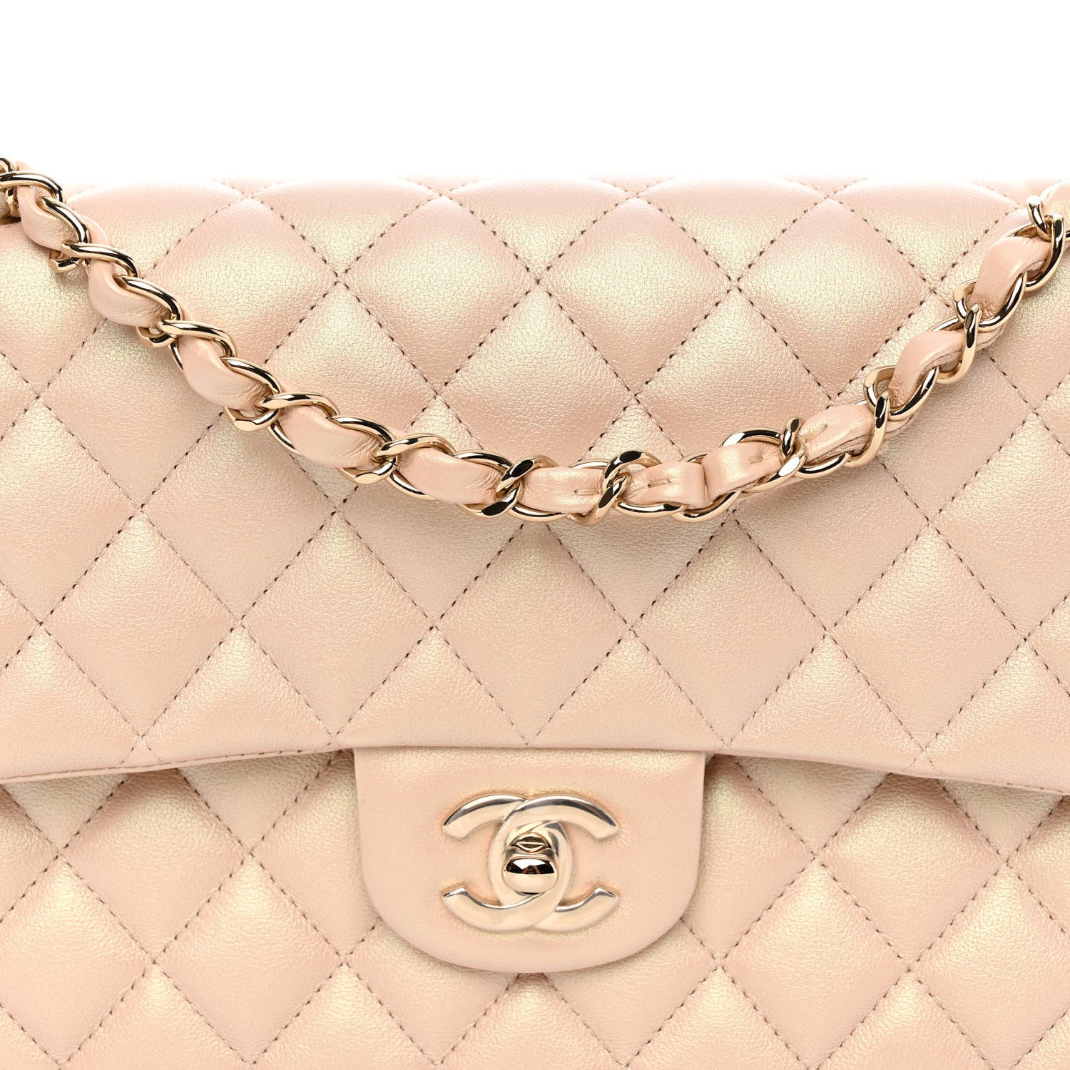 Chanel Iridescent Calfskin Quilted Medium Double Flap Beige 8 of 11