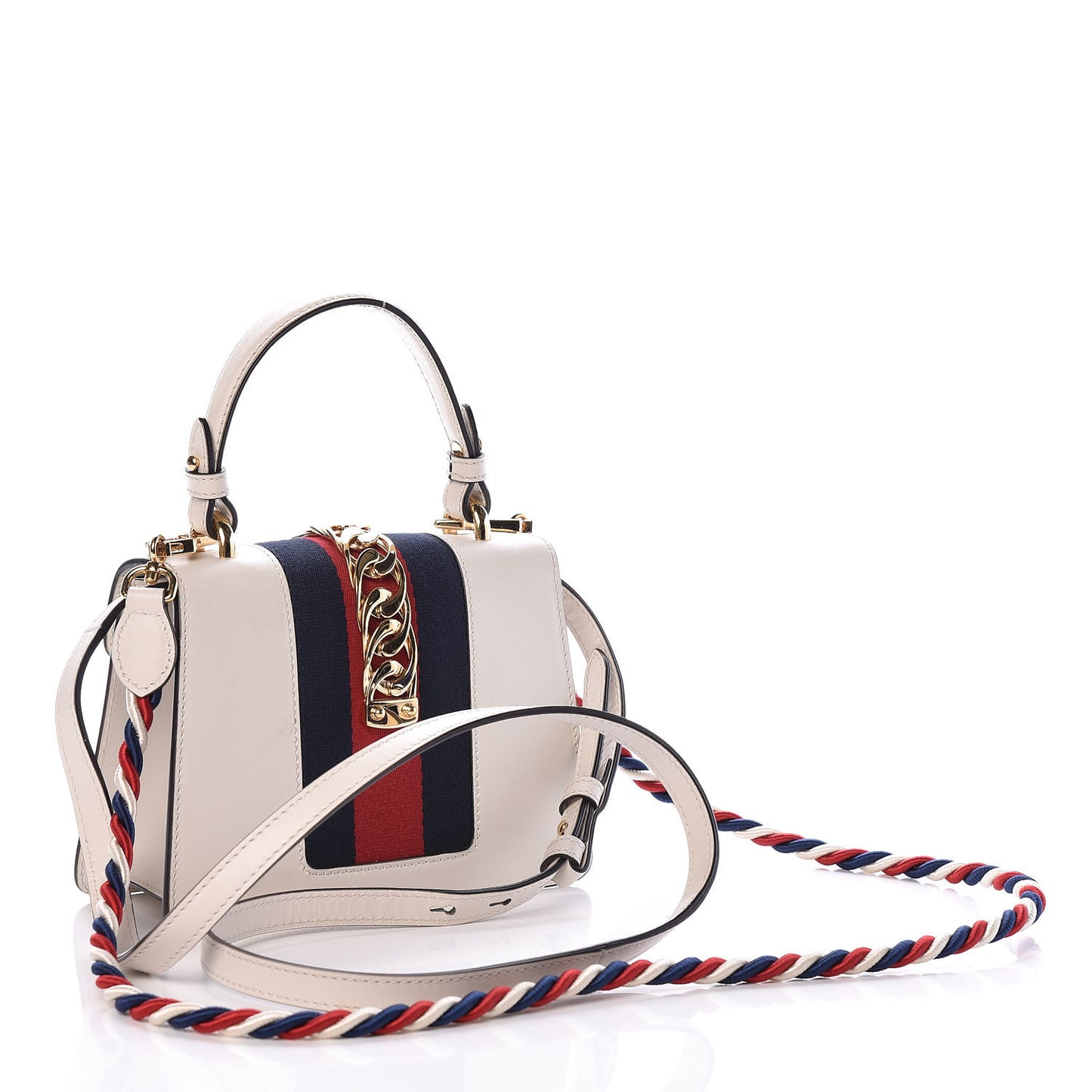 Calfskin Mini Sylvie Top Handle Bag White