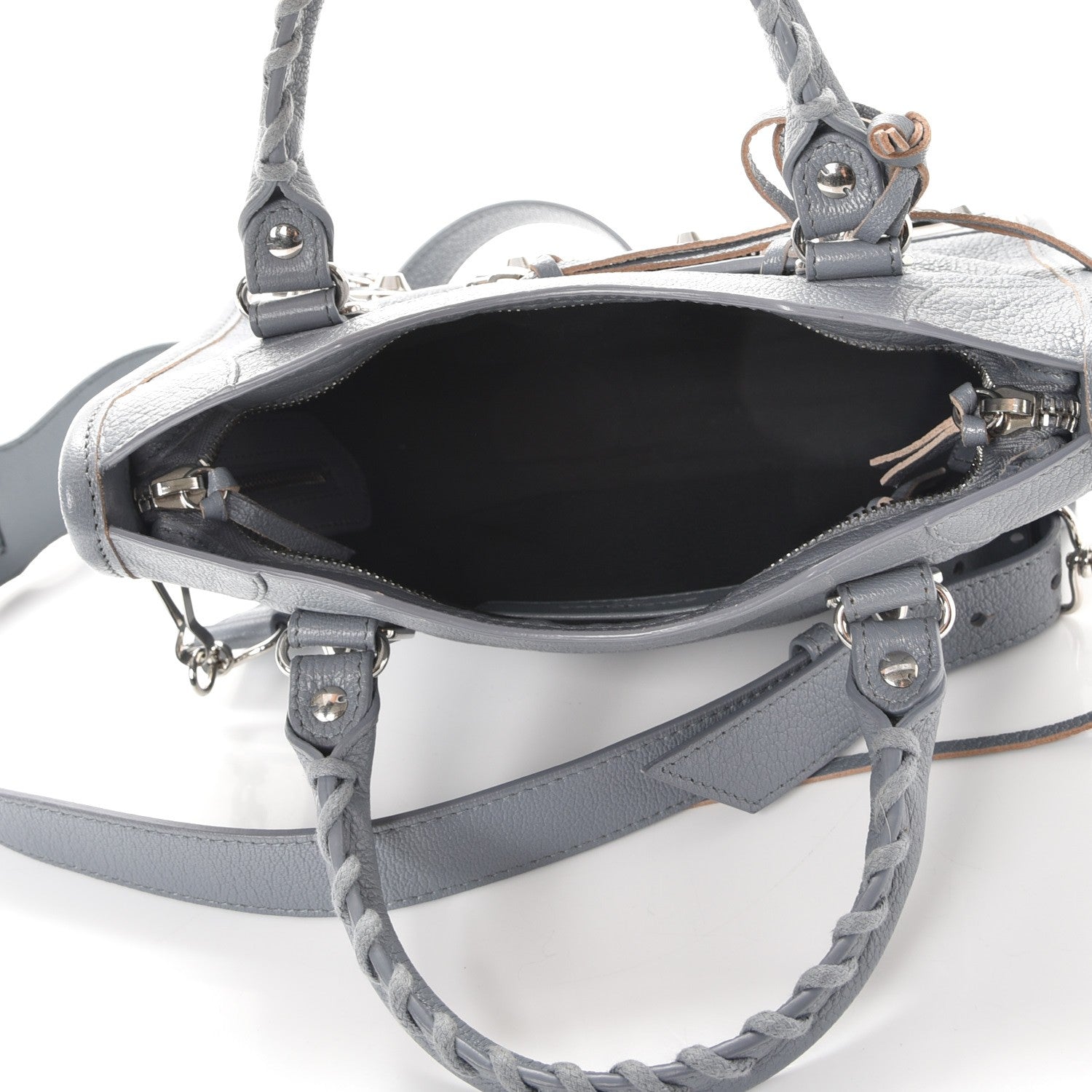 Balenciaga Chevre Silver Metallic Edge Hardware Mini City Bleu Acier 6 of 9