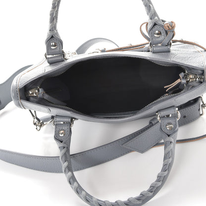 Balenciaga Chevre Silver Metallic Edge Hardware Mini City Bleu Acier 6 of 9