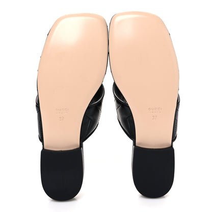 Gucci Nappa Charlotte Double G Marmont Thong Sandals 37 Black 7 of 11