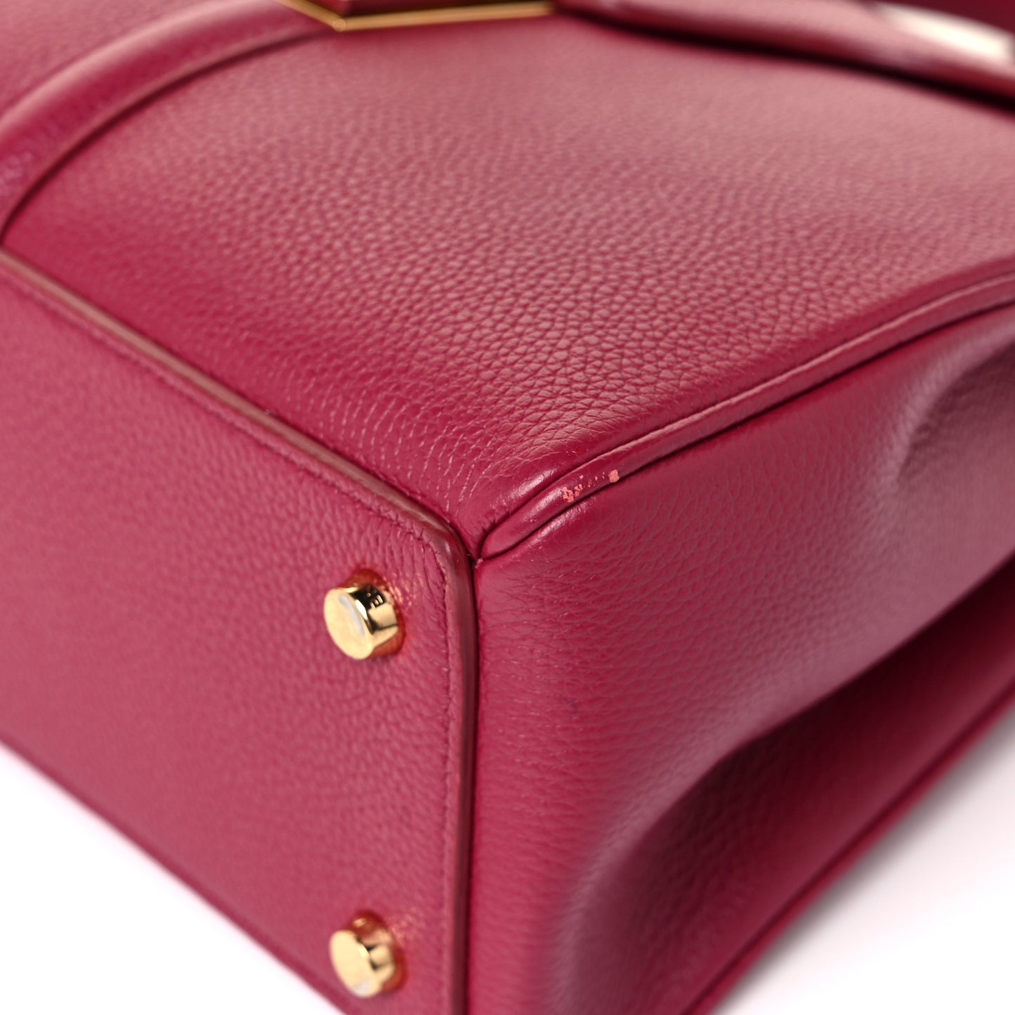 Grained Calfskin Small 16 Top Handle Bag Rasberry
