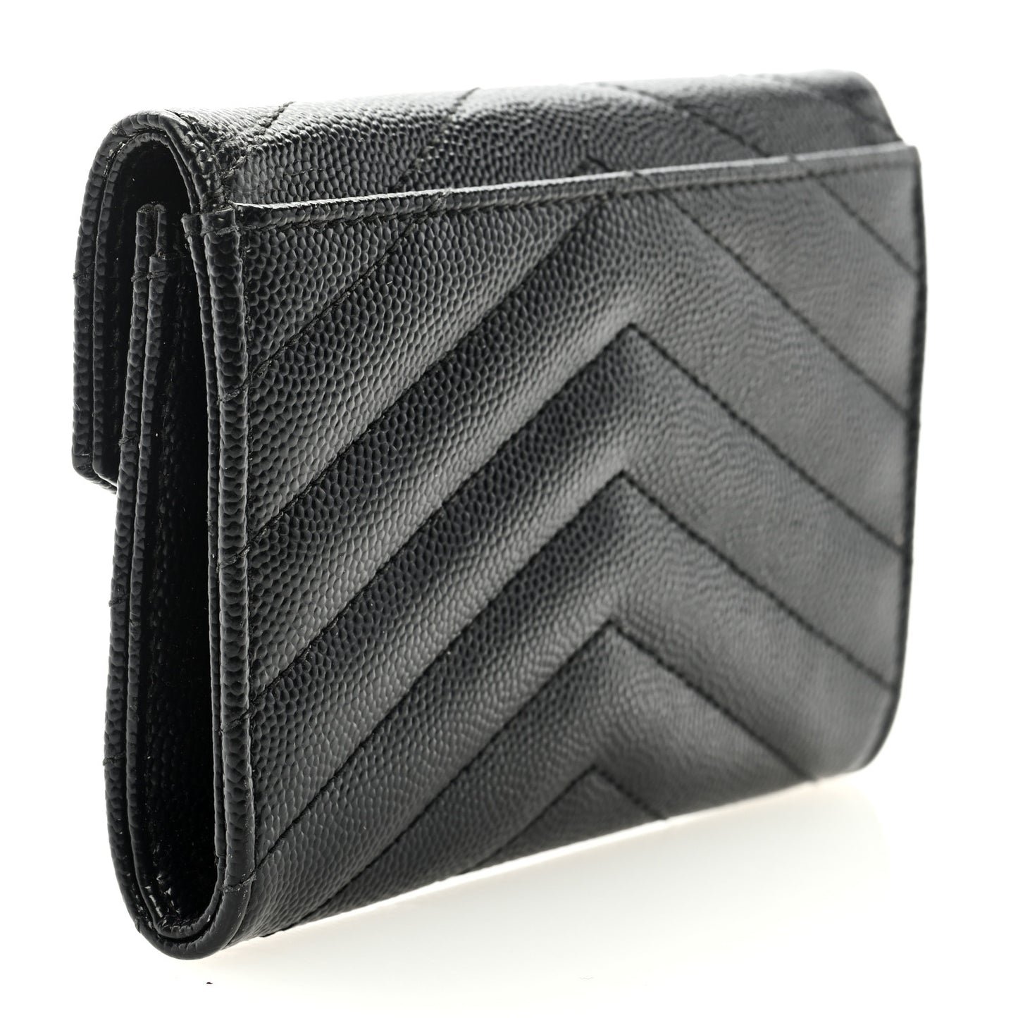 Grain De Poudre Matelasse Chevron Small Monogram Envelope Wallet Black