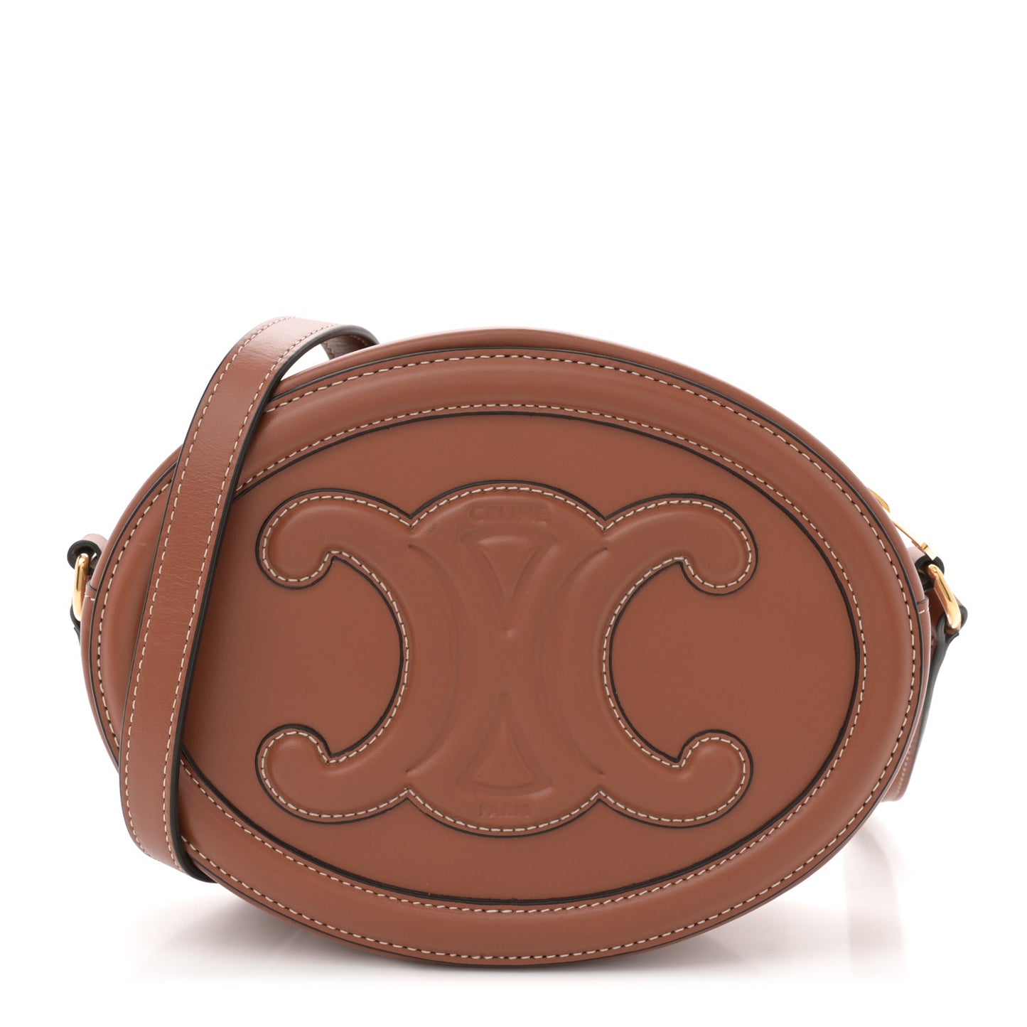 Smooth Calfskin Cuir Triomphe Oval Bag Tan
