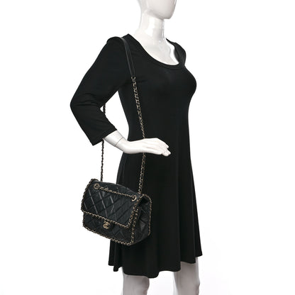Chanel Crumpled Calfskin Medium Chain All Over Flap Black 2 of 9