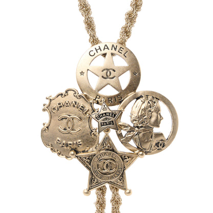 Chanel Metal Paris Dallas CC Sheriff Badge Star Bolo Necklace Gold 5 of 6