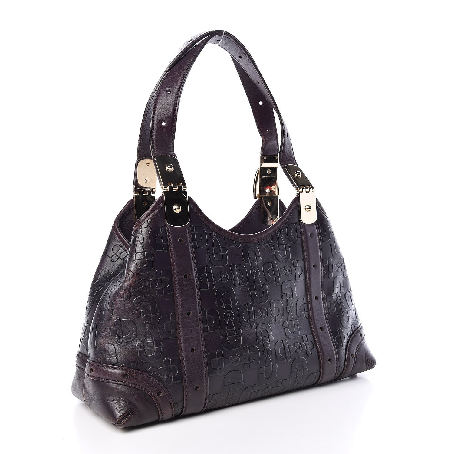 Gucci Calfskin Horsebit Embossed Shoulder Bag Purple 3 of 23