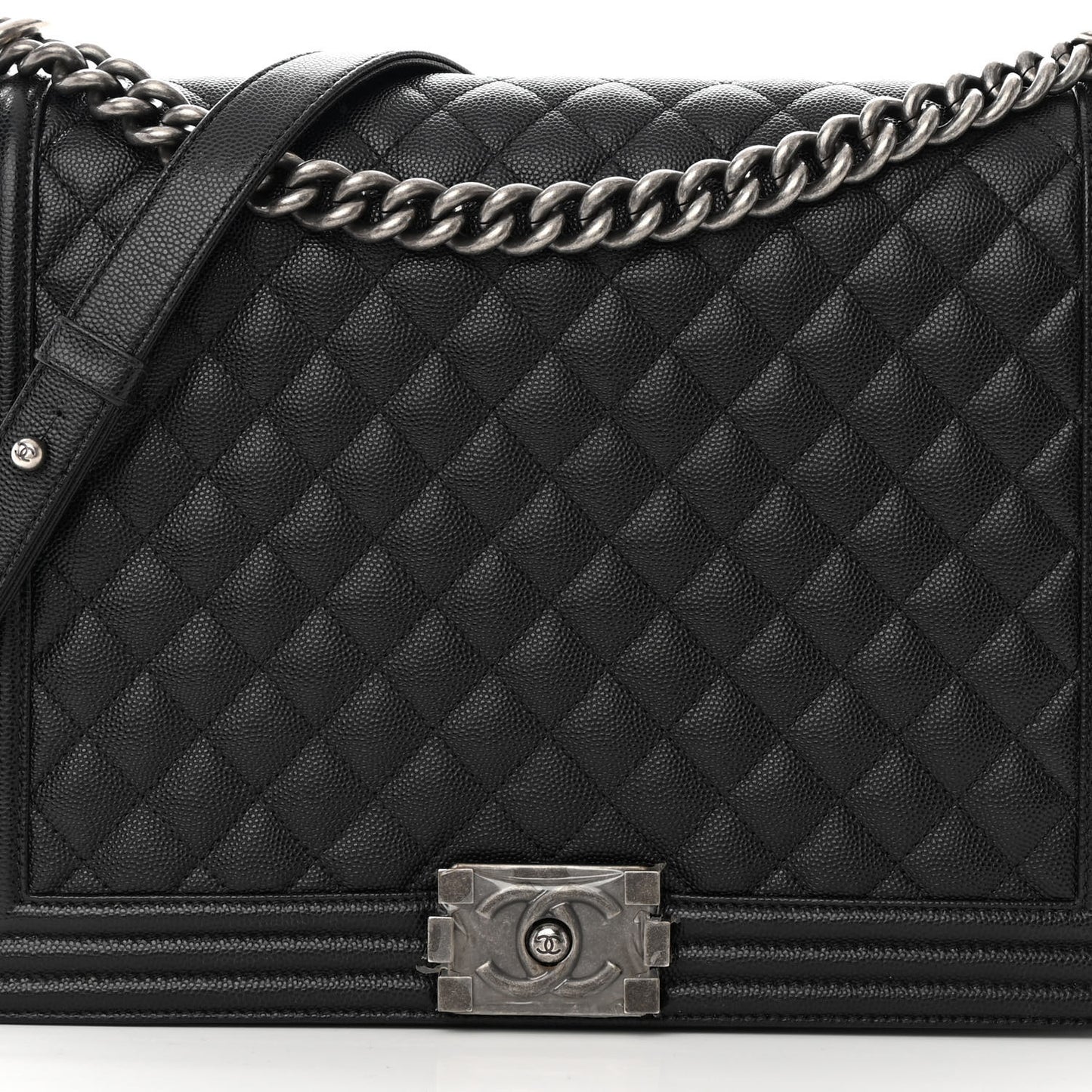 Caviar Quilted Large Boy Flap Black