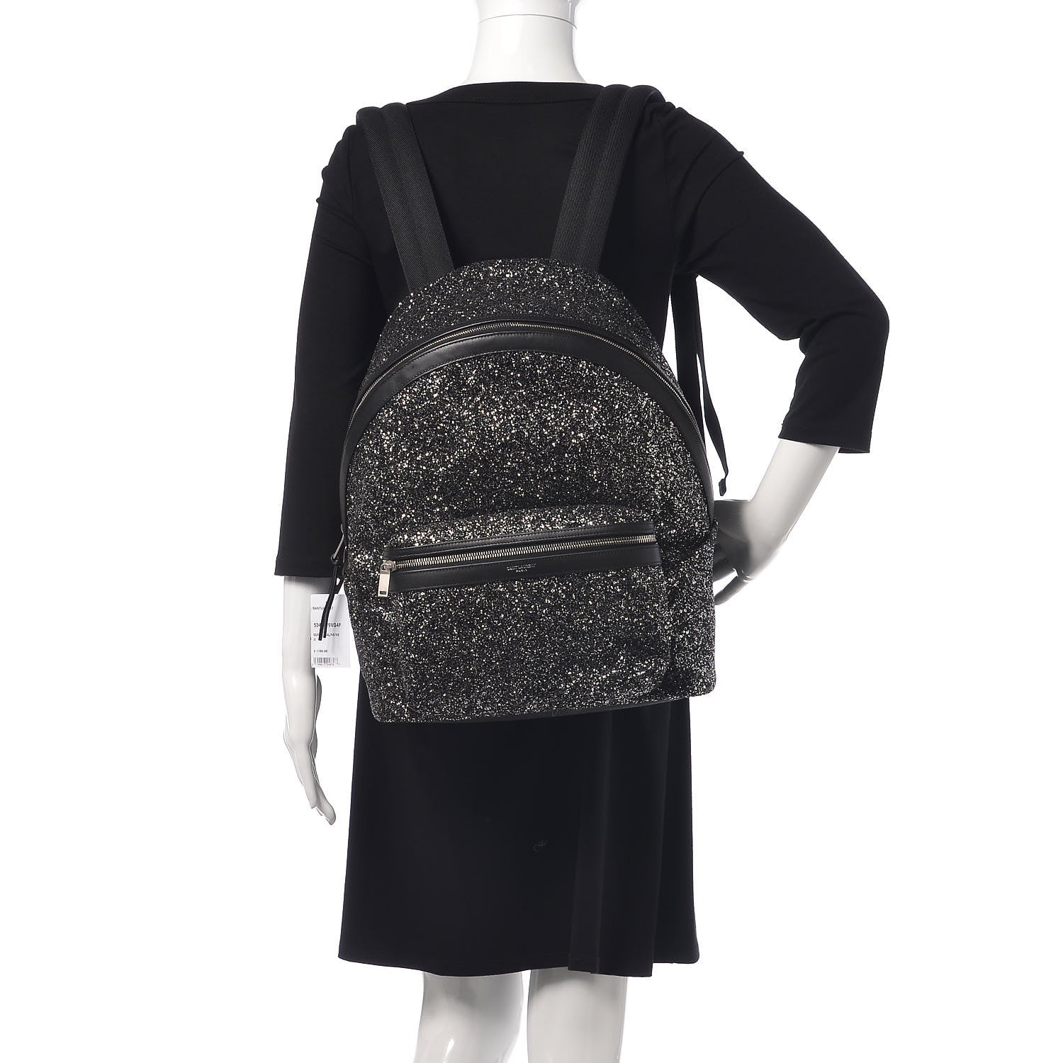 Saint Laurent Glitter Canvas City Backpack Gun Metal 5 of 14