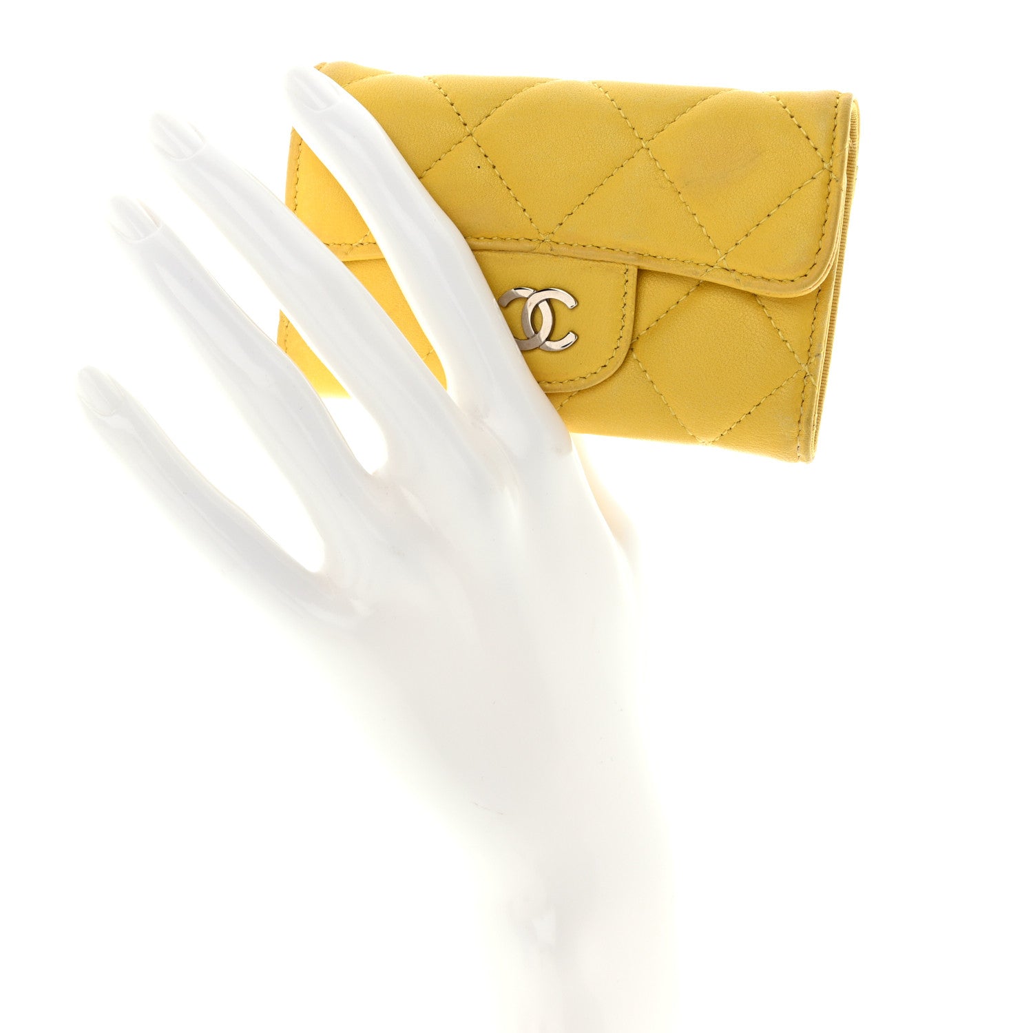 Chanel Lambskin Quilted 6 Key Holder Yellow 2 of 16