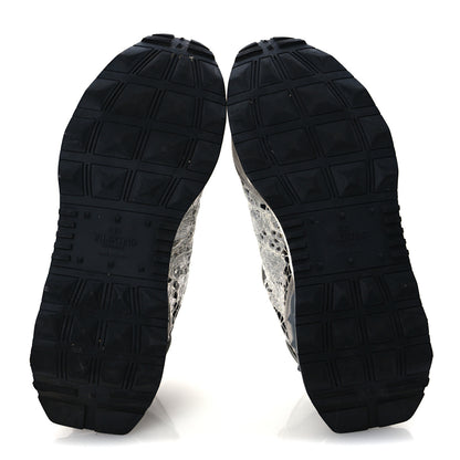 Valentino Garavani Metallic Calfskin Lace Mesh Lacerunner Sneaker 37.5 Silver Pastel Gray 7 of 15