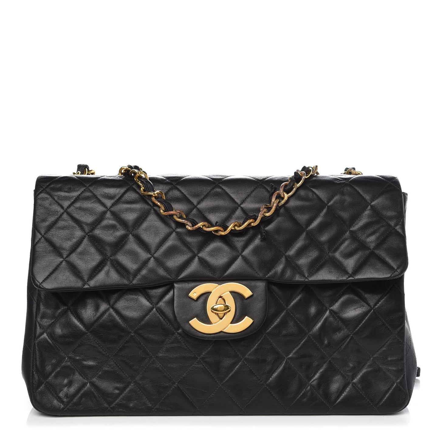 Lambskin Quilted XL Jumbo Single Flap Black