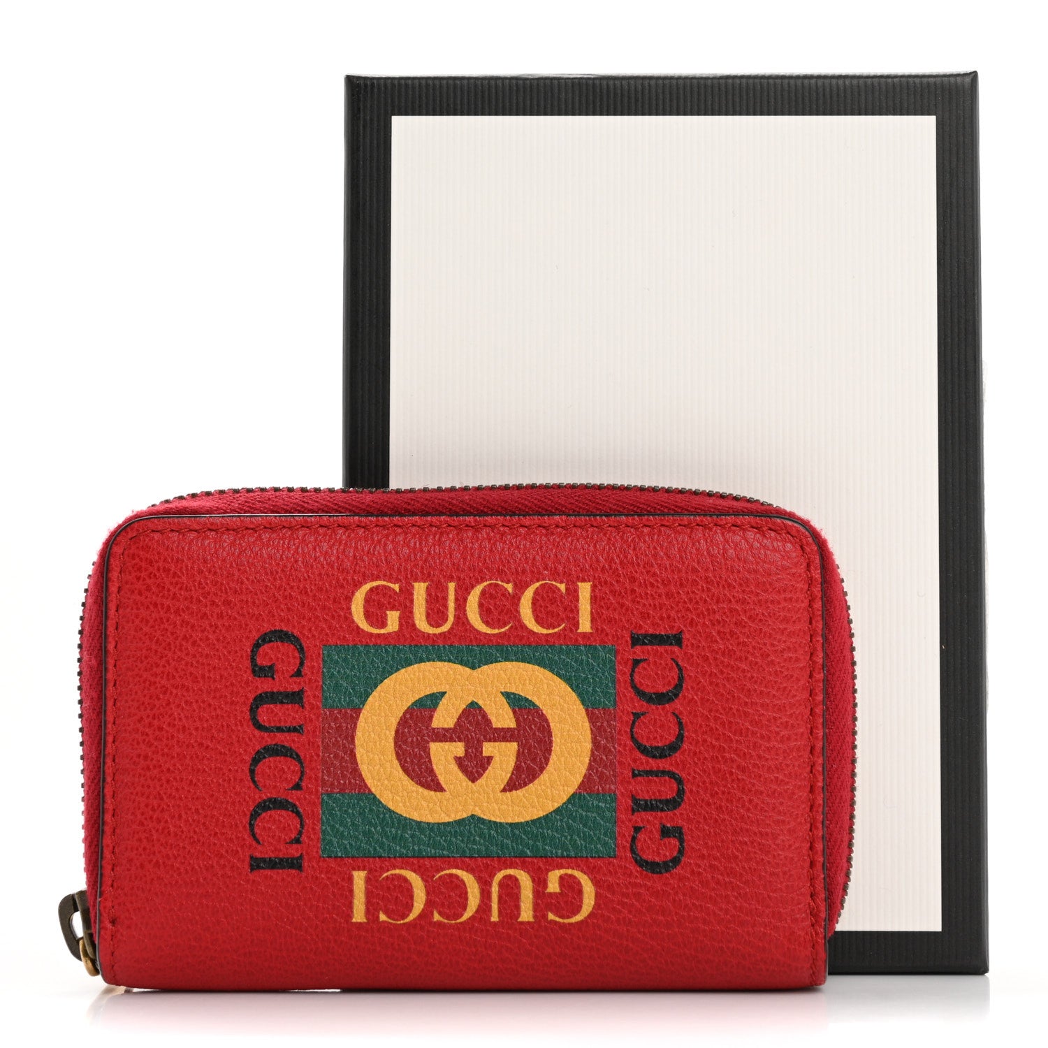 Gucci Calfskin Logo Zip Around Card Case Hibiscus Red 10 of 10