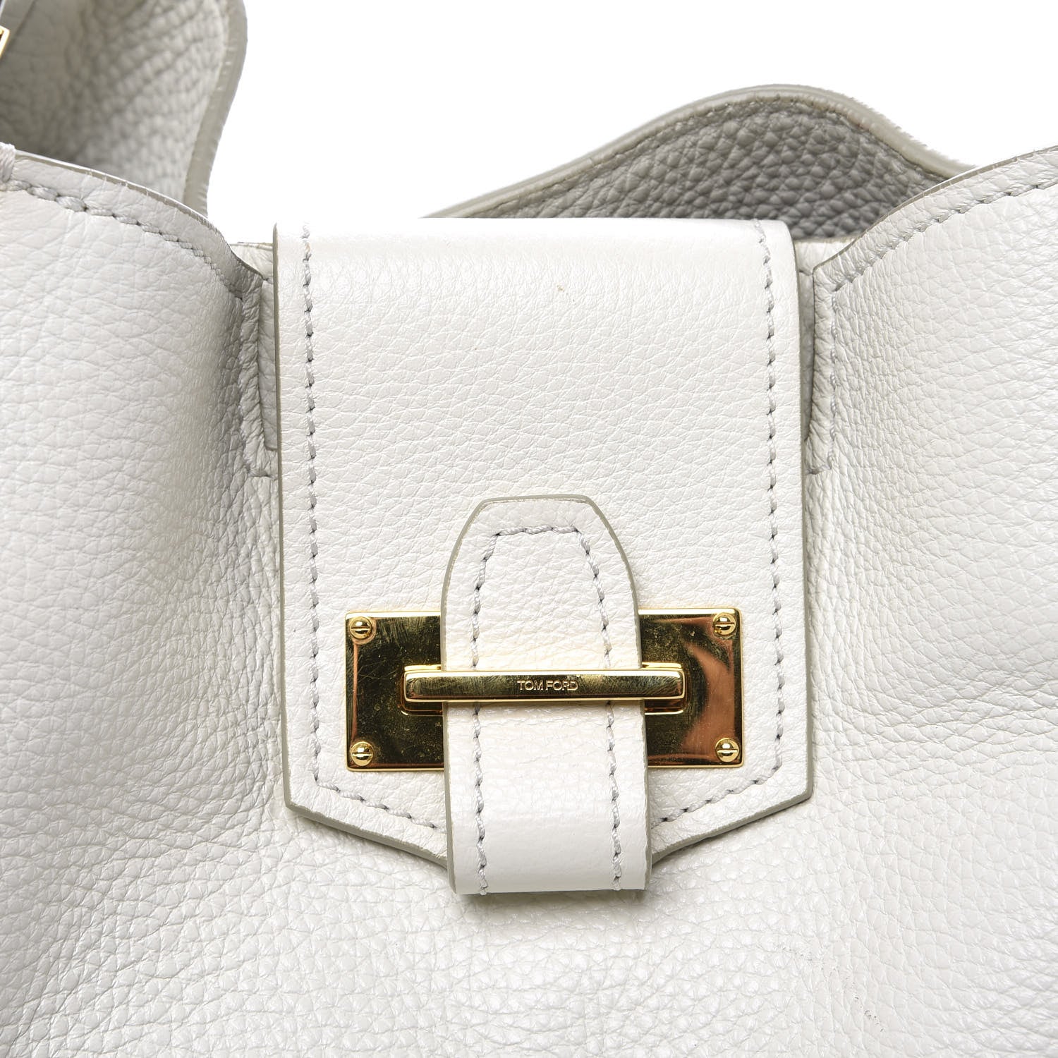 Tom Ford Grained Calfskin Sedgwick Medium Zipper Tote White 9 of 9