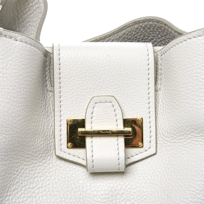 Tom Ford Grained Calfskin Sedgwick Medium Zipper Tote White 9 of 9
